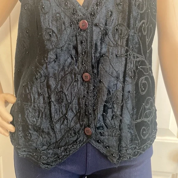 Agapo Collections Beaded Vest Womens Size Small. Tie on back. So pretty. - Picture 4 of 11